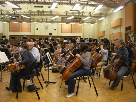 BBC Symphony Orchestra rehearsing for the 2011 Last Night of the Proms; archival photograph